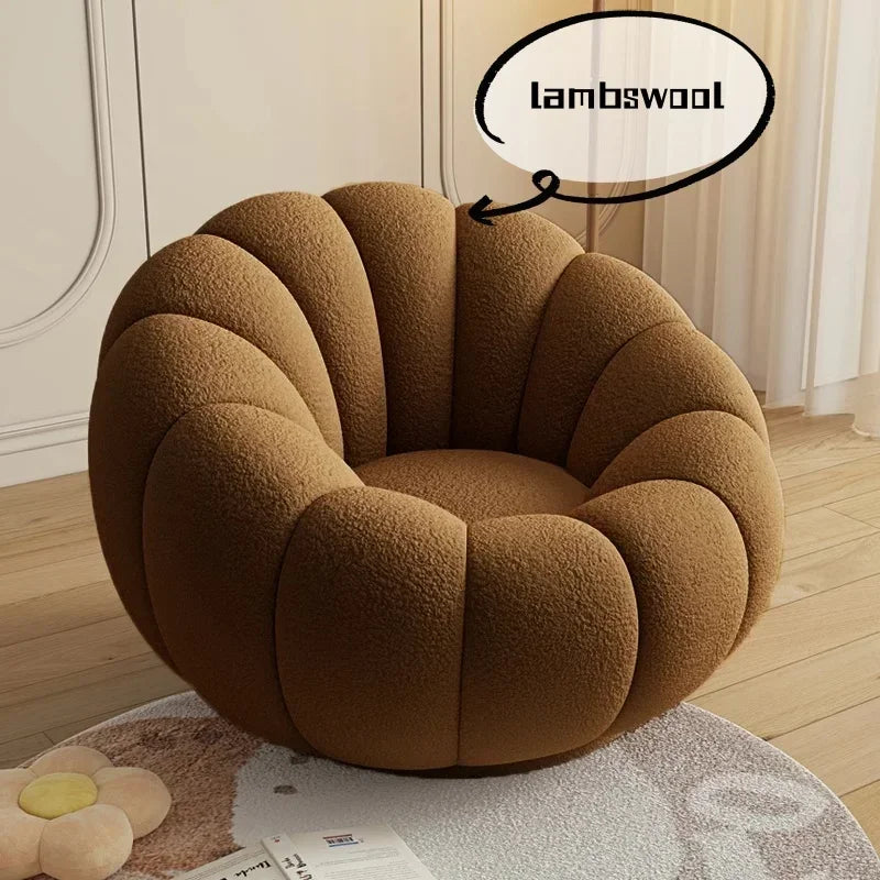 Modern Living Room Sofa Lambswool Pumpkin Sofa Chair Creative Home Balcony Swivel Lounge Chair Fitting Room Bedroom Single Sofas