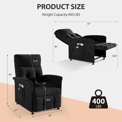 Power Recliner Chair for Adults with Heated & Massage, Lazy Boy Electric Reclining Chair Sofa, Adjustable Single, Customized