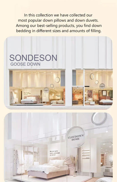 Sondeson Luxury White 100% Goose Down Pillow Down-proof Queen King 100% Cotton Bedding 3D Style