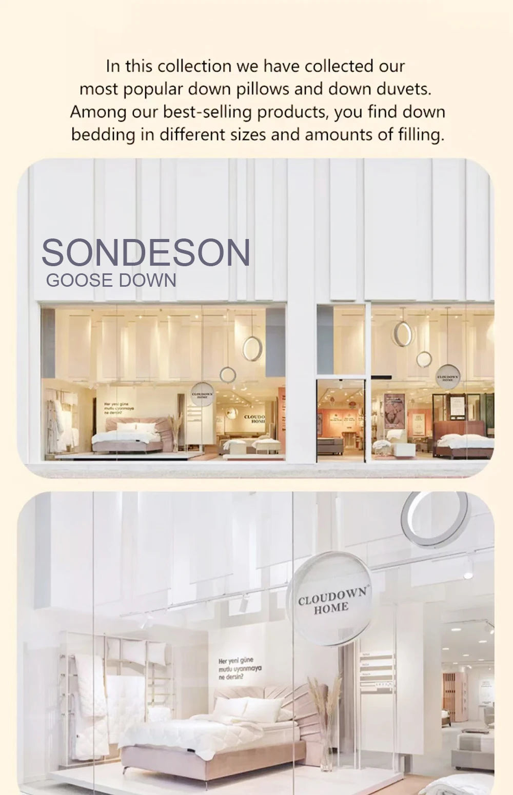 Sondeson Luxury White 100% Goose Down Pillow Down-proof Queen King 100% Cotton Bedding 3D Style