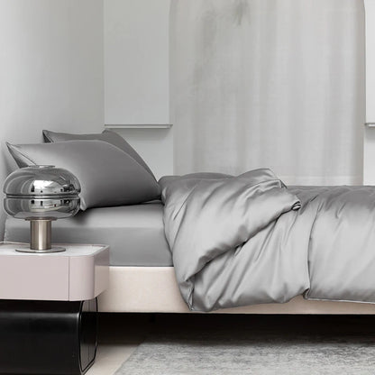 100% Mulberry Silk Bedding Set Solid Color Natural Silk Duvet Cover Set Twin King Queen Size Bed 3pcs/4pcs/5pcs Bed Sheet Set