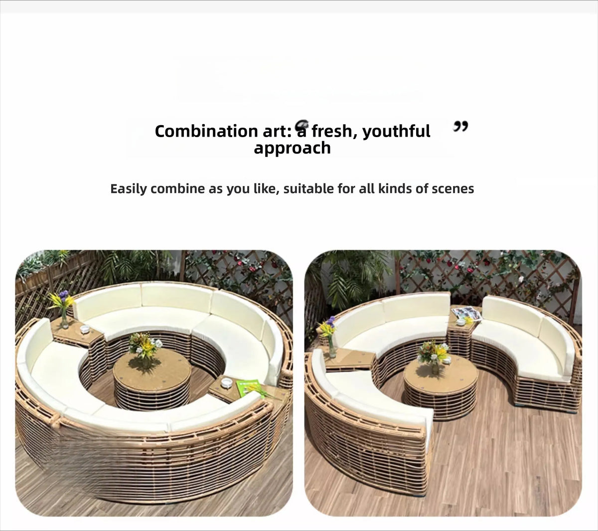 Outdoor rattan sofa courtyard open-air combination seat imitation rattan outdoor garden leisure balcony
