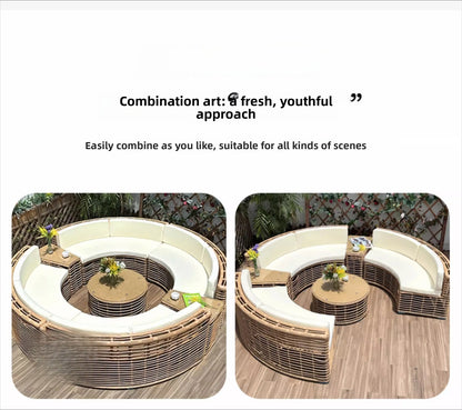 Outdoor rattan sofa courtyard open-air combination seat imitation rattan outdoor garden leisure balcony