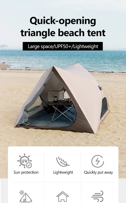 2-4 Person Camping Tent Quick Setup, Waterproof Windproof Sun Protection, Lightweight Portable for Beach Hiking, 210D Oxford