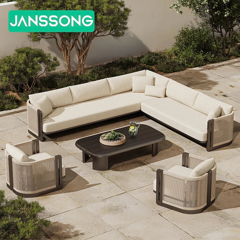Modern Villa Garden Set Luxury Hotel Rope Outdoor Sofa Set
