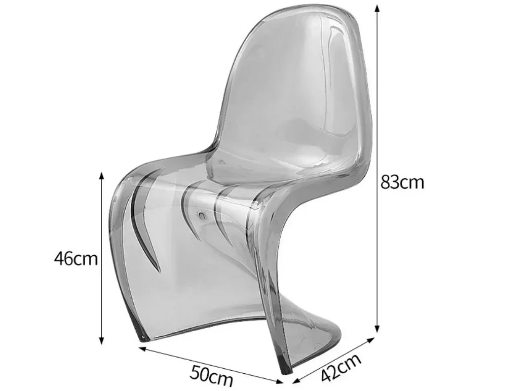 Elegant Clear Plastic Chair with Acrylic Backrest for Living Room Dining Stylish S Shaped Transparent Plastic Dining Stool