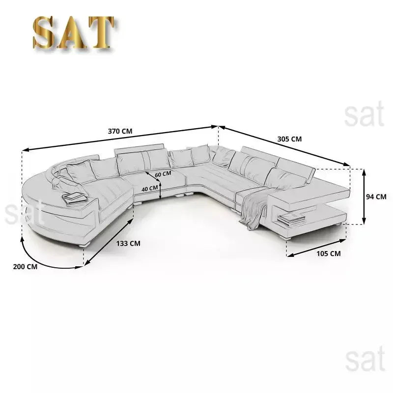 New Arrival Modern Living Room Leather Sofa, Lounge Chair, Living Room Designer Combination Sofa, U-shaped Sofa, Luxury Leather