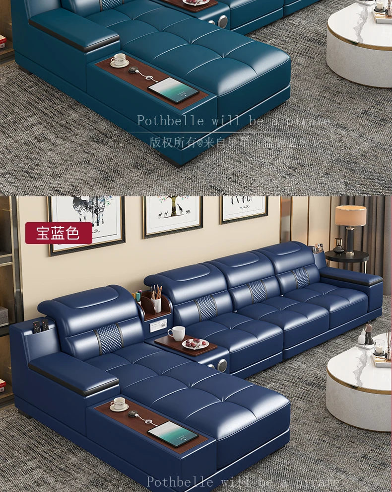 Leather Sofa Modern Simple Living Room Small Apartment Latex Storage Top Layer Leather Sofa