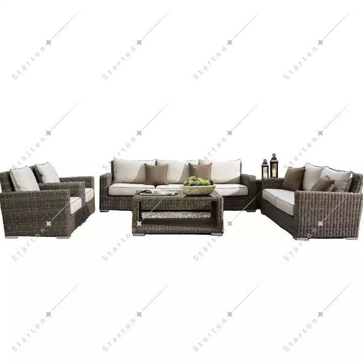 Luxury Modern Outdoor Aluminium Modular Waterproof Wicker Lounge Furniture Set Rattan Garden Sofas Set
