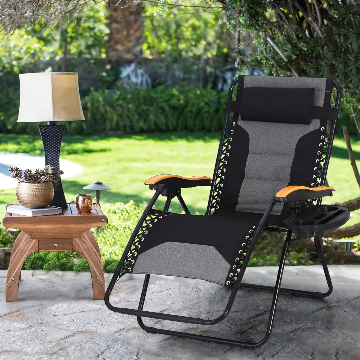 Oversized XXL Padded Zero Gravity Lounge Chair 30" Wide Seat Anti Gravity Lawn Chair Foldable Recliner Outdoor Camp Chair·New