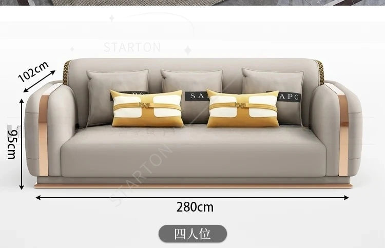 Sofa Genuine Leather Designer Italian  Loveseat Single Canape