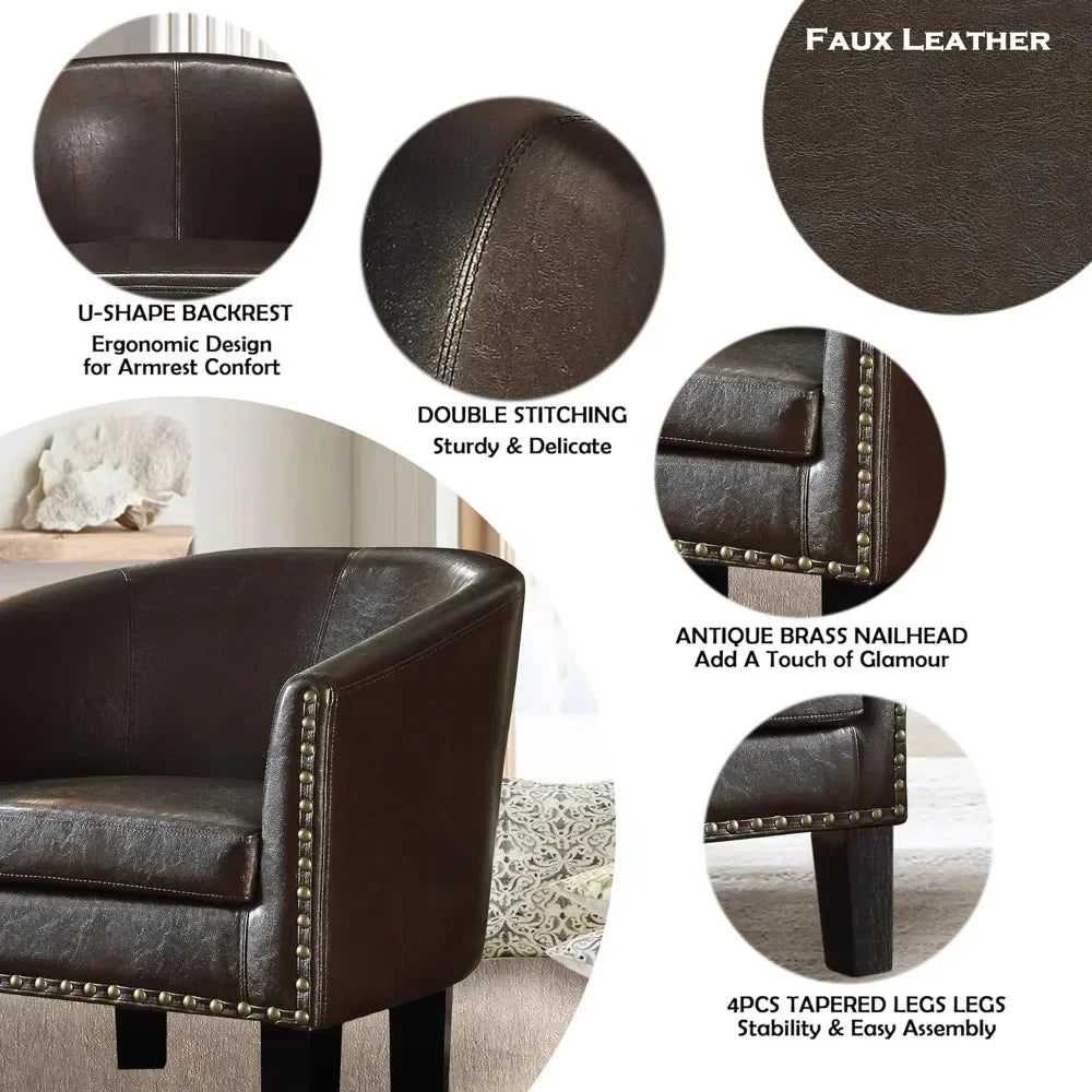 #For Living Room Chairs with Club Style Barrel for Gaming Armchairs for Bedroom, Standard, Espresso Leather