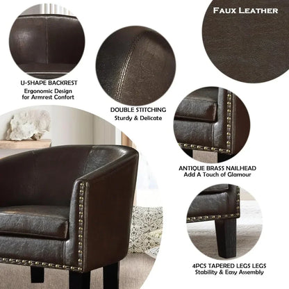 #For Living Room Chairs with Club Style Barrel for Gaming Armchairs for Bedroom, Standard, Espresso Leather