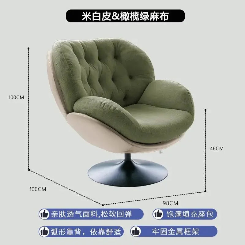 Ergonomic Reclining Chair for Living Room, Grey Nordic Style, Back Support, Rotating Footrest, Luxury Decoration