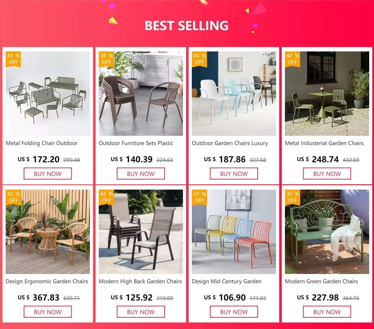 2pcs High Back Garden Chairs Nordic Waterproof Comfortable Dining Garden Chairs Back Italian Style Mueble Jardin Furniture