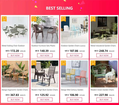 2pcs High Back Garden Chairs Nordic Waterproof Comfortable Dining Garden Chairs Back Italian Style Mueble Jardin Furniture