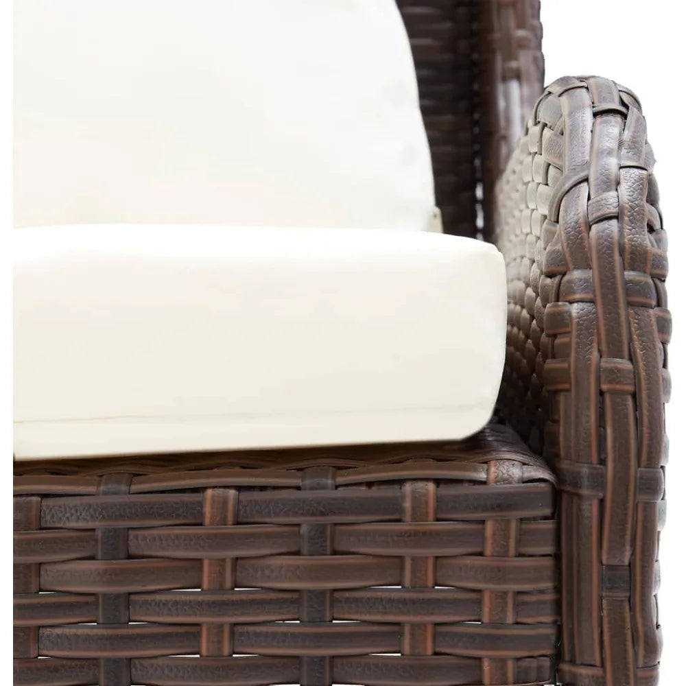 Durable Outdoor Patio Corner Sofas 2 pcs in Poly Rattan - Brown, Weather-Resistant Furniture with Comfortable Cushions