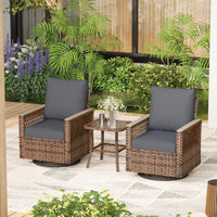 3 Pieces Patio Bistro Set with Table Set, All-Weather Wicker Patio Furniture Set with Thickened Cushions and High Back