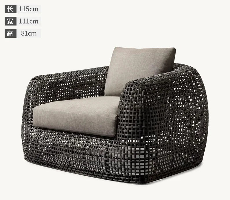 Garden Sofa Set PE Wicker Aluminum Frame Sofas Villa Living Room Furniture  Rattan Woven Outdoor L Shape Combinational Couch