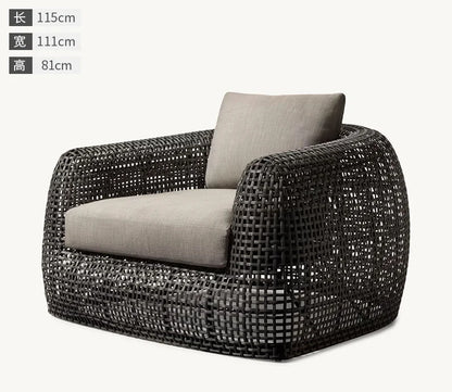 Garden Sofa Set PE Wicker Aluminum Frame Sofas Villa Living Room Furniture  Rattan Woven Outdoor L Shape Combinational Couch