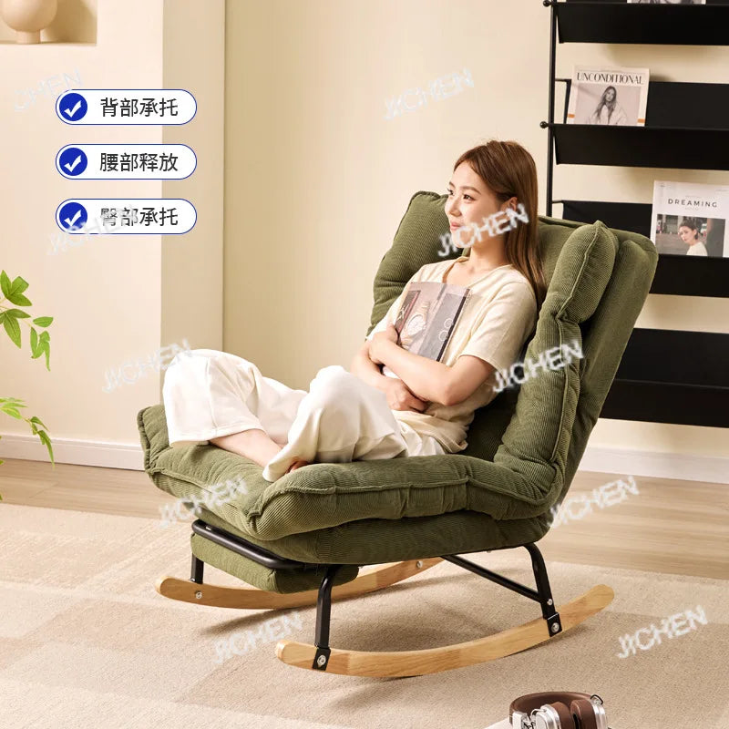 Rocking Chair Reclining Balcony Happy Chair Household Lazy Sofa  Single Comfortable Thickened Leisure  Rocking