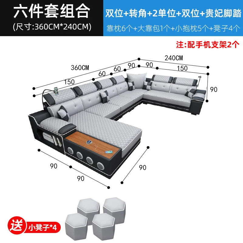 New multi-functional sofa simple modern living room large corner removable and washable technology cloth sofa combination furnit