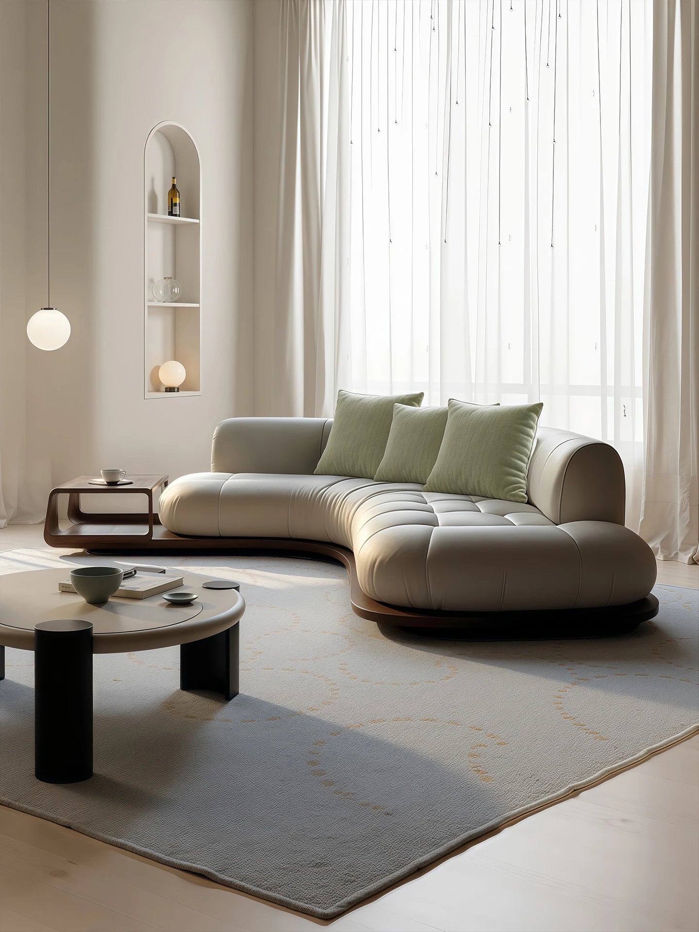 Arc corner sofa living room corner creative coffee table combination furniture simple and modern