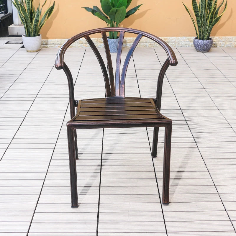 Cast Aluminum Outdoor Chairs Set of 2 Bistro Chairs Waterproof and Sun Resistant Patio Dinning Chairs Garden Chair Furniture