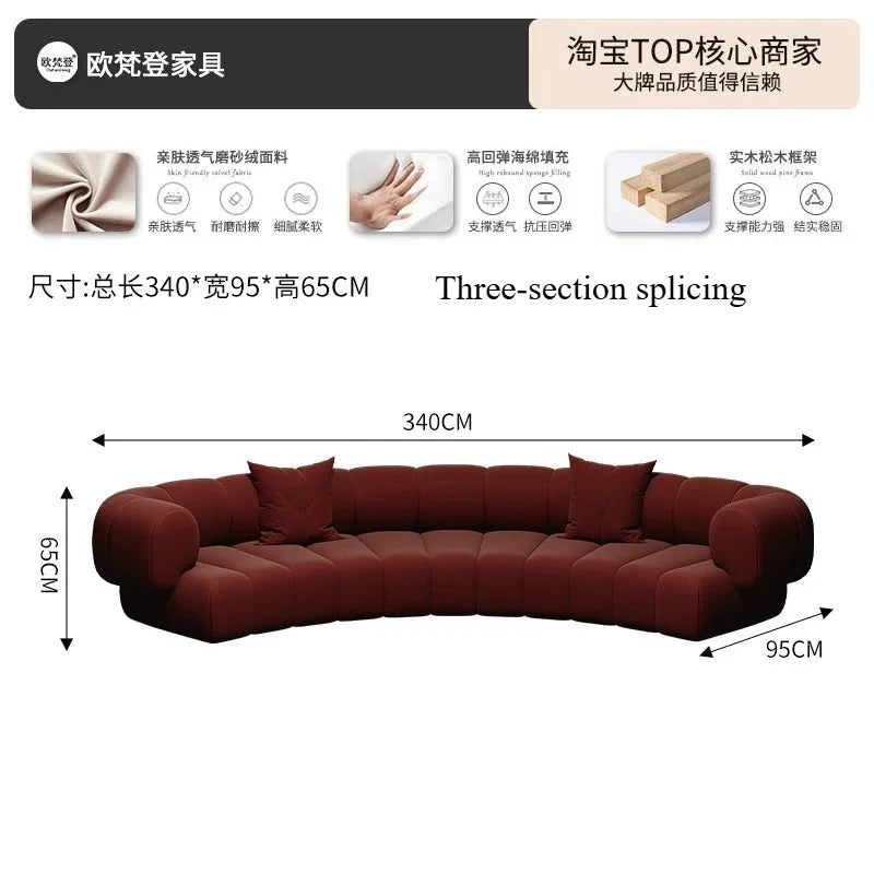 #  Nordic Semi Circular Arc Sofa Modern Designer Beauty Salon Reception Office Sofa Hotel Rest Area Office Furniture Transat
