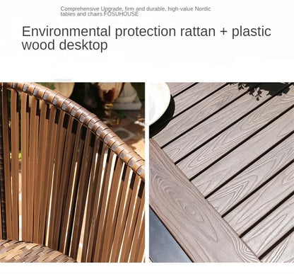 Nordic Outdoor Balcony Leisure Rattan Table and Chair Garden Furniture Sets Rattan Garden Table and Chair Outdoor Furniture Sets