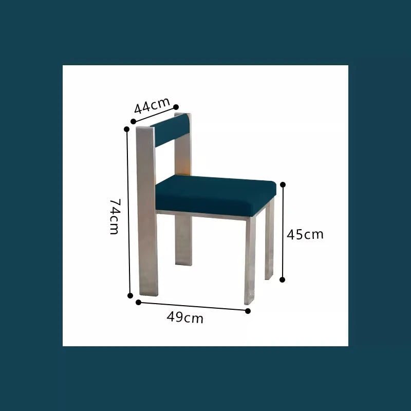 European Style Light luxury Retro Home Use Stainless Steel Dining Chair Advanced Design Living Room Bedroom Leisure Single Chair