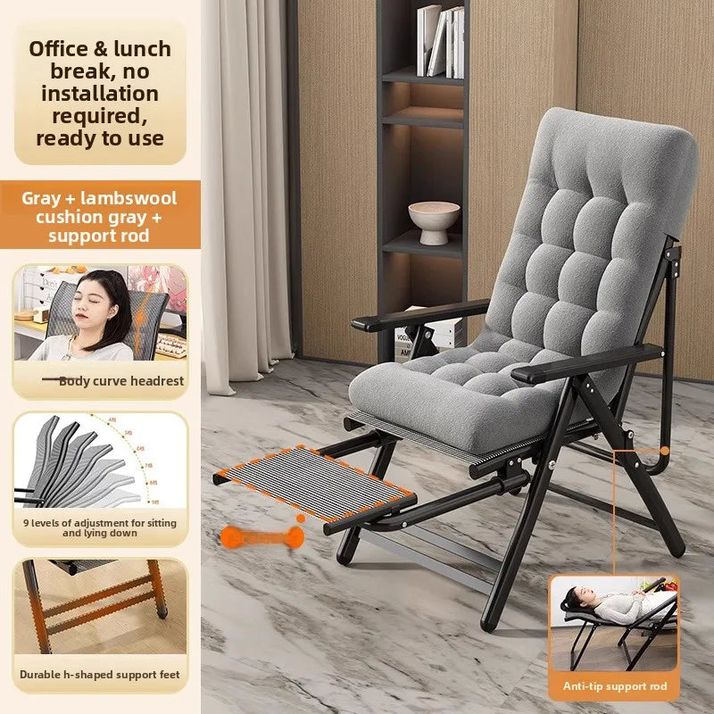 recliner lunch break folding office chair nap can lie down dual-purpose backrest computer chair couch