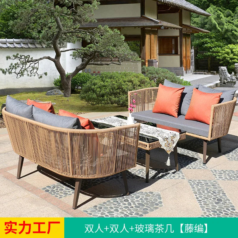 Outdoor Nordic Garden Sofas Hotel Balcony Combination Modern Garden Sofas Terrace Metal Furniture Divano Di Giardino MHHYSF