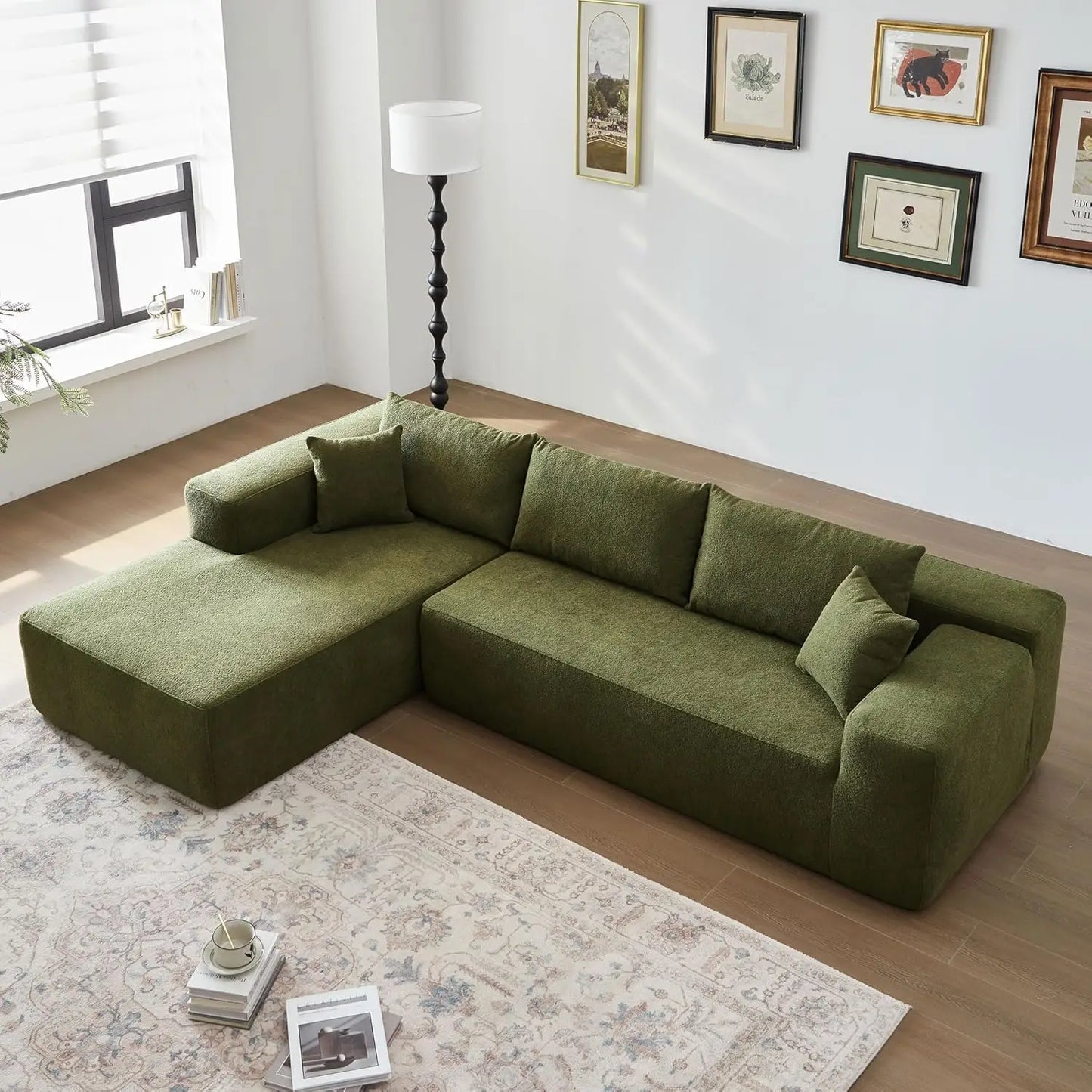 104" Comfy Upholstered Cloud Sectional | L-Shaped Modular Sofa Couch | Modern Minimalist, Deep Seat for Living Room