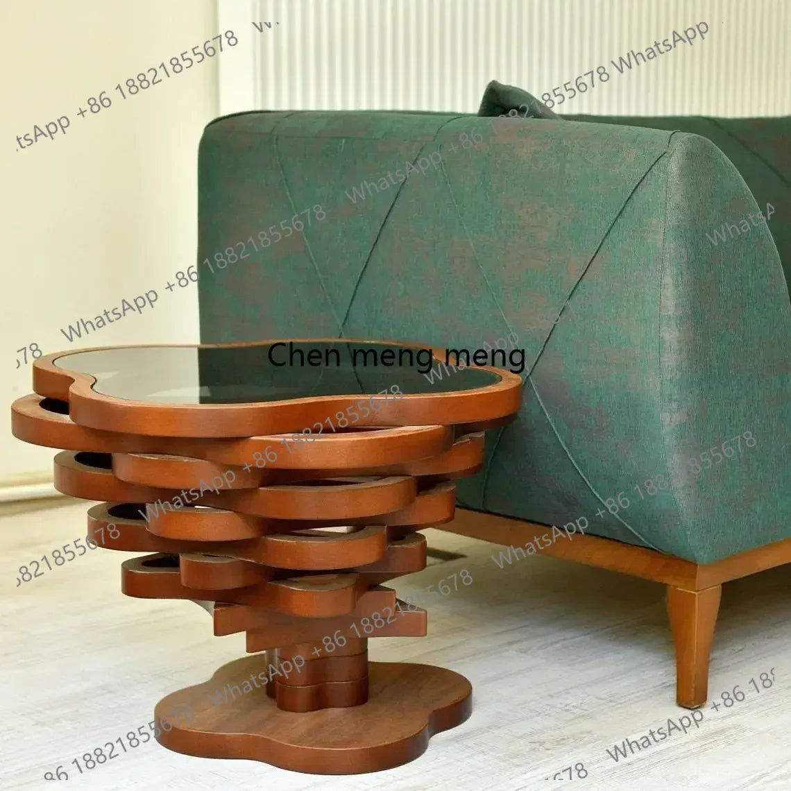 Meubles de salon en noyer naturel, table basse moderne faite à la main, menuiserie, décoration de bord solide