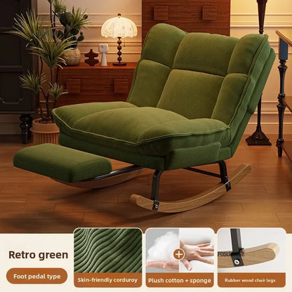 Nordic Widen Living Room Sofas for Living Room Adults Can Rocking Single Sofas for Balcony Leisure Corduroy Rocking Lazy Chair