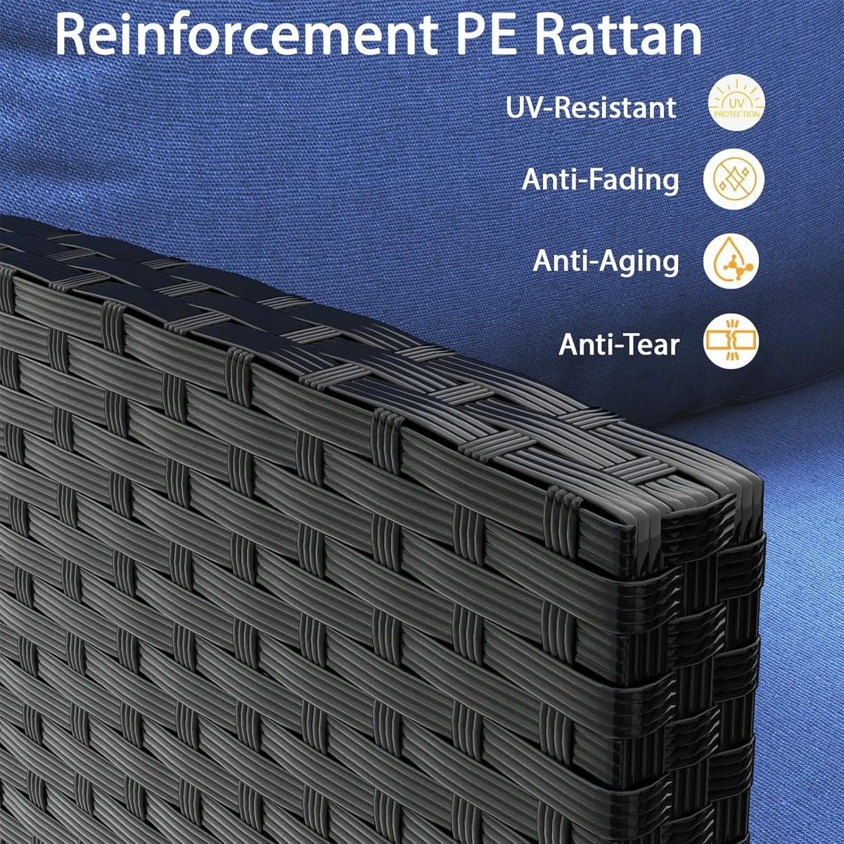 7-Piece Patio Furniture Set, Outdoor Couch with Dining Table & Ottomans, PE Rattan Sofa Set with Cushions for Deck, Yard, Poolsi