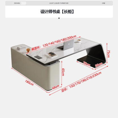 High end light luxury stone table, high-end office desk and chair combination, home L-shaped computer, high-end medical beauty