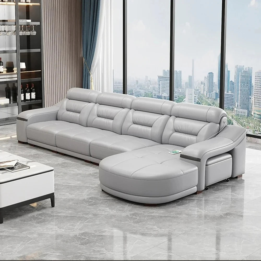 MINGDIBAO Genuine Leather Living Room Sofa Set Power Reclining Couch Electric Recliners with Stool Seating Room, Sofa Reclinable