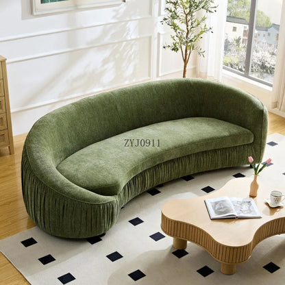 92.13 modern design curved sofa living room sofa, upholstered fabric 4-seat sofa