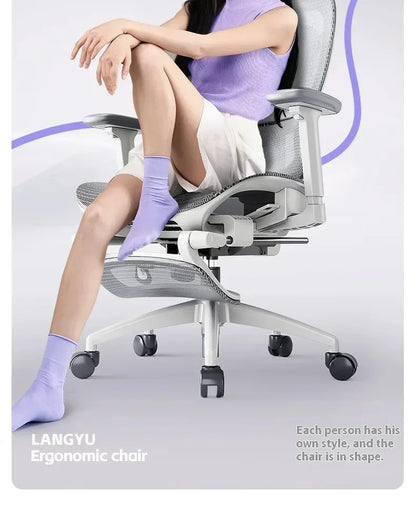 Ergonomic Office Chair with Lumbar Support Adjustable 3D Armrests Recline Tilt Function Mesh Seat for Home Office