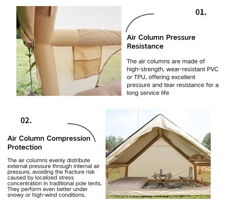6.3+6 Square Meters Camping Tent with Canopy Electric Air Tent Camping Equipment Inflatable Tent Sun Protection Seaside Beach