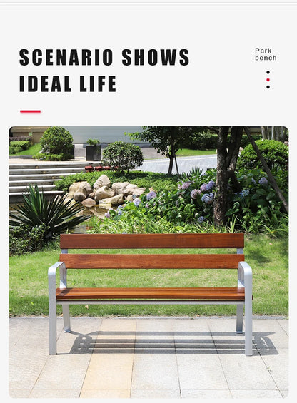 Customized New Design Solid Wood Memorial Outdoor Bench with Armrests High Quality Town Park Garden Street Waiting