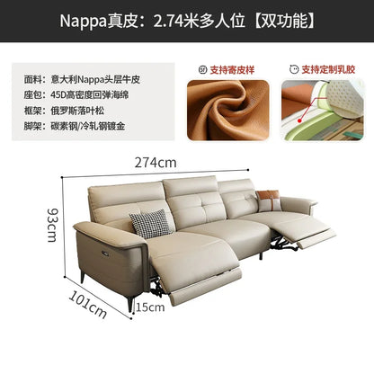 Vintage European Reclining Sofa Leather Office Designer Italiano Couch Adjustable Height Adults Sofa Inflavel Indoor Furniture