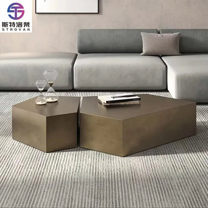 Light Luxury Bronze Brushed Coffee Table Creative Stainless Steel Living Room Shaped Coffee Table