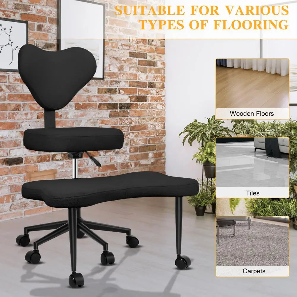 Cross Leg Chair - Meditation Chair with Wheels, ADHD Chair, Height Adjustable Seat, Adjustable Footstool