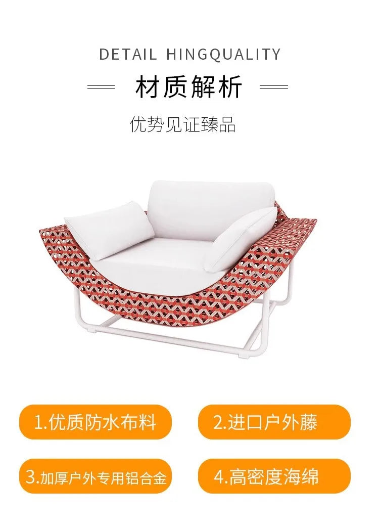 Outdoor Patio Rattan Sofa Hotel Homestay Open-Balcony Leisure Table and Chair Waterproof Sunproof Furniture Set