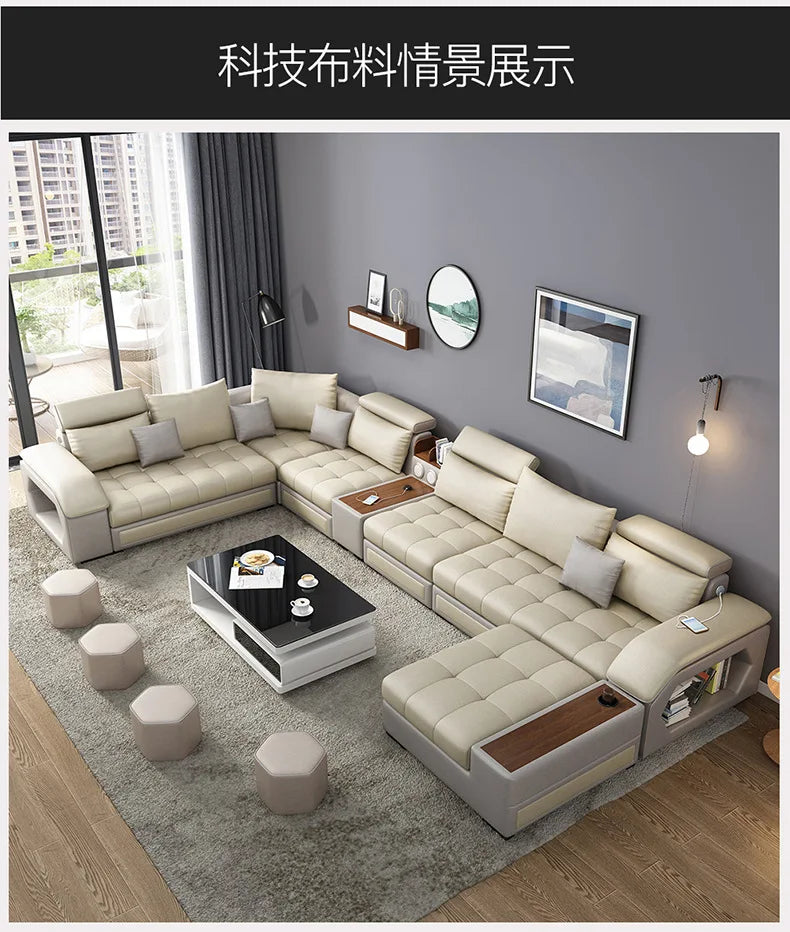 Modern 5 6 7 8-Seater Fabric Sofas Sectional Set for Living Room Hotel Furniture with Sponge Filling