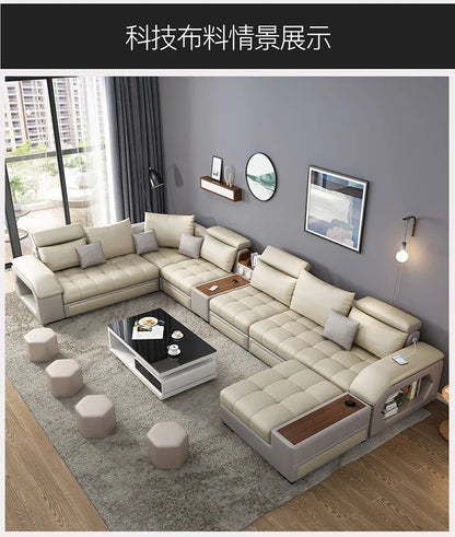 Modern 5 6 7 8-Seater Fabric Sofas Sectional Set for Living Room Hotel Furniture with Sponge Filling