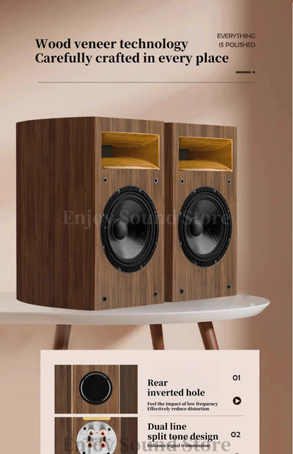 A-1529 8 Inch Two Way HiFi Fever Bookshelf Passive Horn Wooden Box Boron Magnet High pitched Speaker 110W 8Ohm